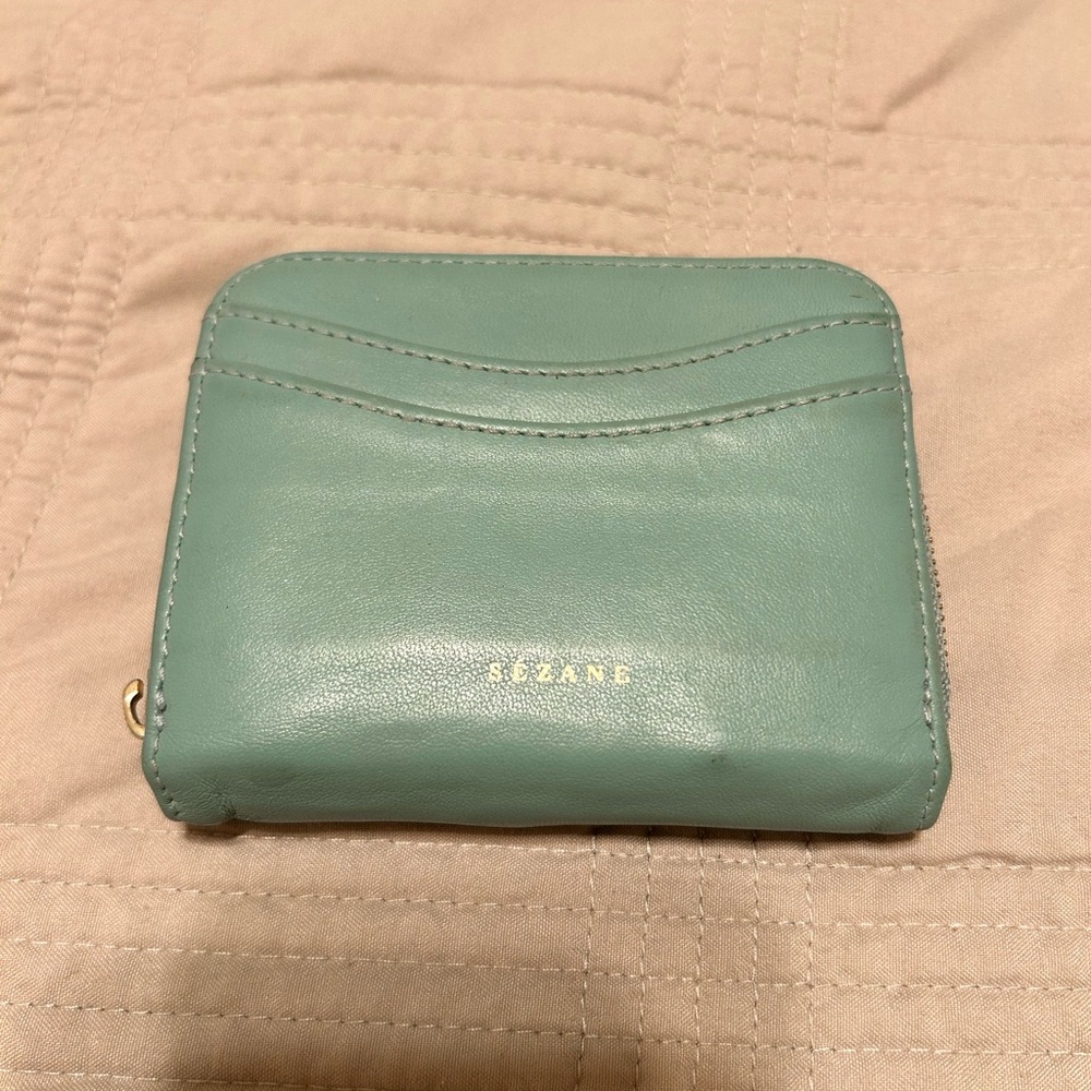 Sezane Small Auguste Wallet Vert D'eau Lisse - Size T-U